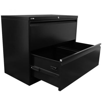 Black lateral filing cabinet