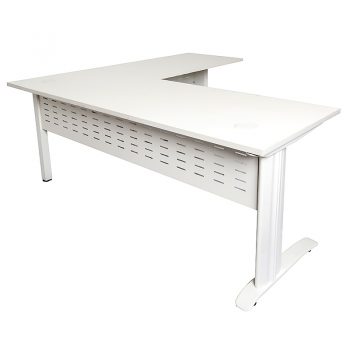 Smart Desk with (Right Hand) Attached Return, White Top, White Base