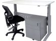 Smart ‘Sit Stand’ Desk, Surrey Chair and Drawer Unit Package, Silver Frame, White Desk Top