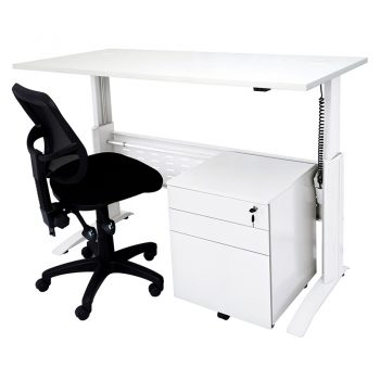 Smart Electric Height Adjustable Desk, Drawer Unit and Surrey Chair Package