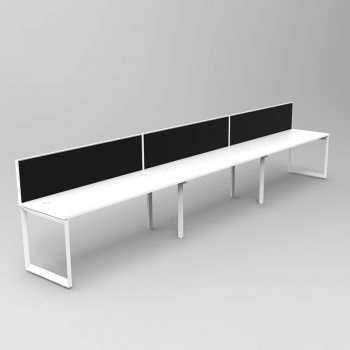 Modular Loop Desk, 3 Person In-Line, with Screen Divider