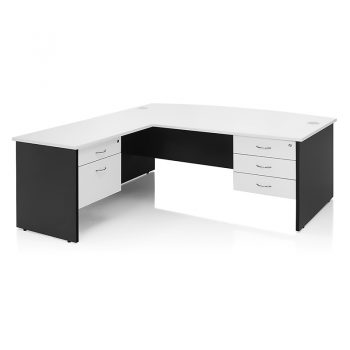 Edge Bow Front Desk with (left hand) Return and 2 Fixed Drawer Units