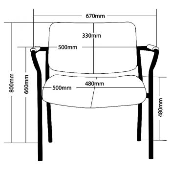 Thor 670mm Wide Chair, Sizes