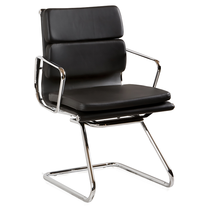 Toorak Visitor Chair, Black Leather | Value Office Furniture