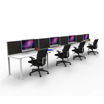 Modular Desk, 4 Person In-Line, with Screen Divider