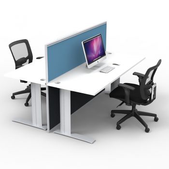Smart 2-Way Desk Pod with One Floor Standing Screen Divider, Blue Screen