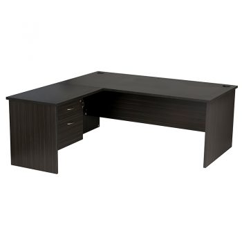 Elite Straight Desk with Left Hand Attached Return and Fixed Drawer Unit