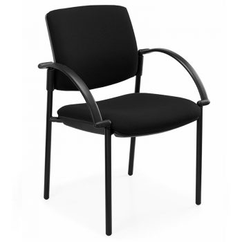 Juni Square Back Chair, Black 4 Leg Frame, with Arms