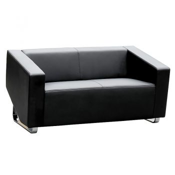 Black leather 2 seater Lounge