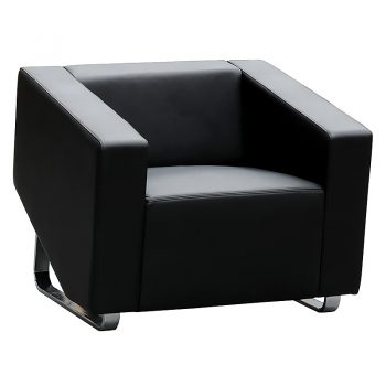 Black leather reception lounge chair