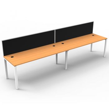 Modular 2 Inline Desks, Beech Top with Screen Dividers
