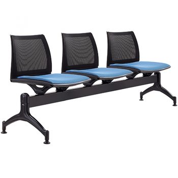 Rift Mesh Back 3 Seater Beam Seat with Upholstered Seat Pads