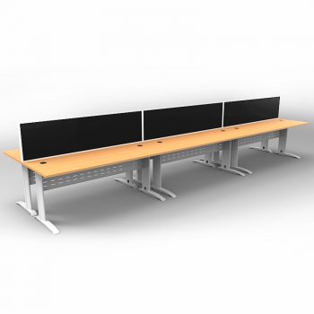 Smart 6 Back to Back Desks, White Base with Beech Tops and 3 Modular Express Screen Dividers