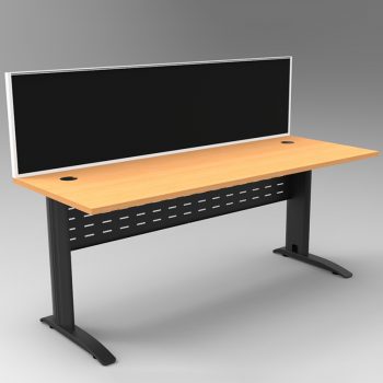 Smart Desk, Satin Black Base with Beech Top and Modular Express Screen Divider