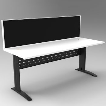 Smart Desk, Satin Black Base with White Top and Modular Express Screen Divider
