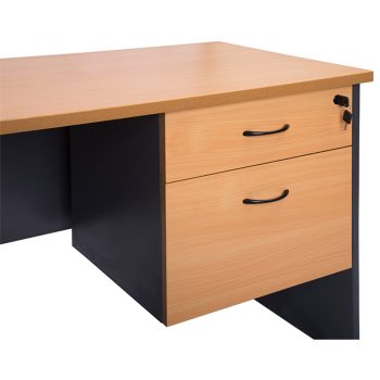 Corporate Fixed Drawer Unit, 2 Personal + 1 Deep File Drawer, Beech and Ironstone Colours
