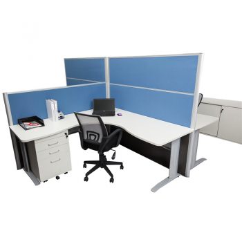Smart Corner Workstation with Blue Screen Dividers - 1650mm and 1250mm