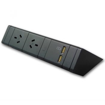 System Infinite Desk Top Power Rail, Black, 2 Power Outlets and 2 USB Outlets