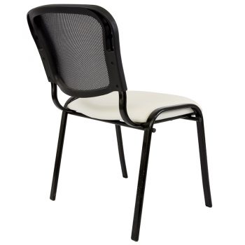 Apollo Mesh Back Visitor Chair, White Vinyl Seat, Rear View