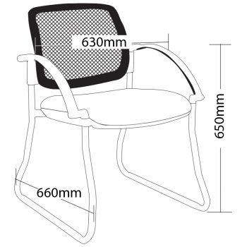 Atlas Sled Frame Chair with Arms, Dimensions