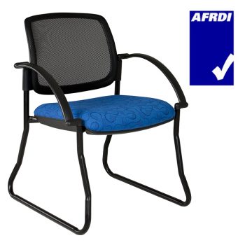 Atlas Visitor Chair Black Sled Frame with Arms, Black Mesh Back