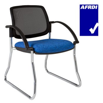 Atlas Visitor Chair Chrome Sled Frame with Arms, Black Mesh Back