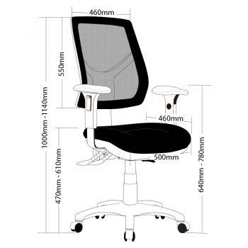 Tonic High Back Chair with Arms, Dimensions