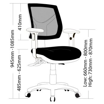 Tonic Medium Back Chair with Arms, Dimensions