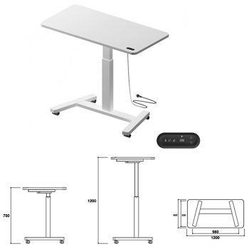 Solo Electric Height Adjustable Desk with Dimensions