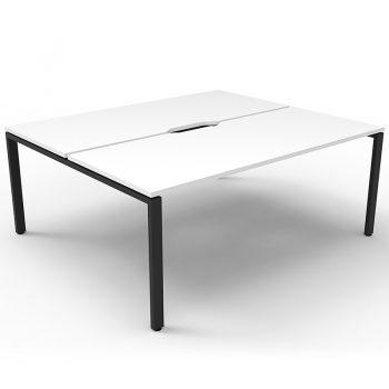 Supreme 2-Way Desk Pod, White Desk Tops, Black Under Frame, No Screen Divider