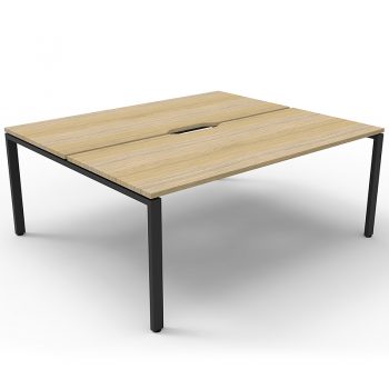 Supreme 2-Way Desk Pod, Natural Oak Desk Tops, Black Under Frame, No Screen Divider
