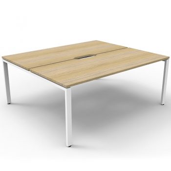Supreme 2-Way Desk Pod, Natural Oak Desk Tops, White Under Frame, No Screen Divider