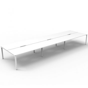 Supreme 6-Way Desk Pod, White Desk Tops, White Under Frame, No Screen Dividers