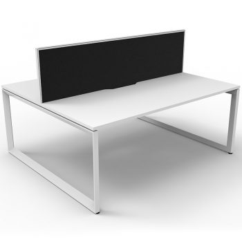 White desks with black divider