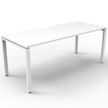 Supreme Single Desk, White Desk Top, White Under Frame, No Screen Dividers
