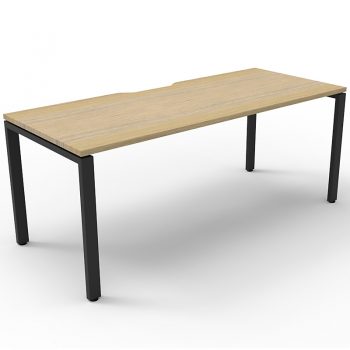 Supreme Single Desk, Natural Oak Desk Top, Black Under Frame, No Screen Dividers