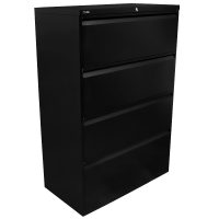4 Drawer lateral Filing Cabinet for Legal/Letter A4 Size 0 Screw Assembled Black Lateral File Cabinet with Lock Locking Metal Wide File Cabinet for Home Office 