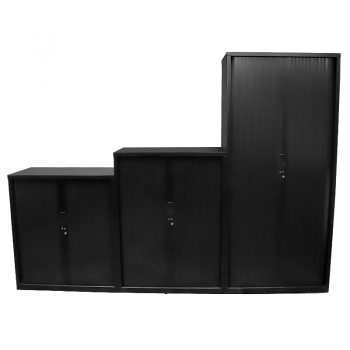 Black tambour door cabinet
