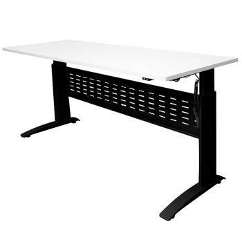 Black and white sit stand desk