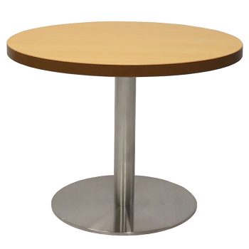 Vogue Round Coffee Table, Beech Table Top, Stainless Steel Table Base