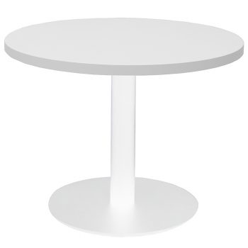 Vogue Round Coffee Table, White Table Top, White Table Base