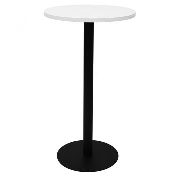 Vogue Round High Table, White Table Top, Black Table Base