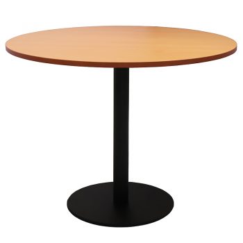 Vogue Round Meeting Table, Beech Table Top, Black Table Base