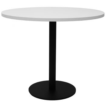 Vogue Round Meeting Table, White Table Top, Black Table Base