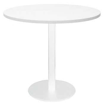 Vogue Round Meeting Table, White Table Top, White Table Base