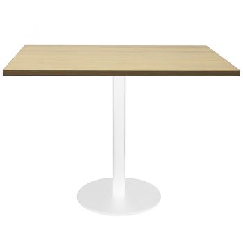 Vogue Square Meeting Table, Natural Oak Table Top, White Table Base