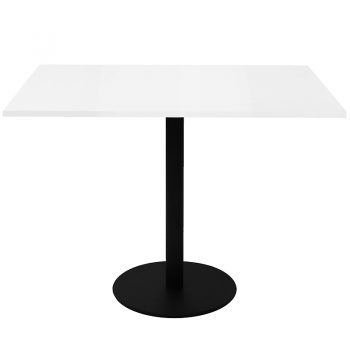 Vogue Square Meeting Table, White Table Top, Black Table Base