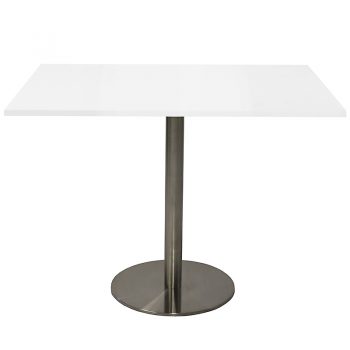 Vogue Square Meeting Table, White Table Top, Stainless Steel Table Base