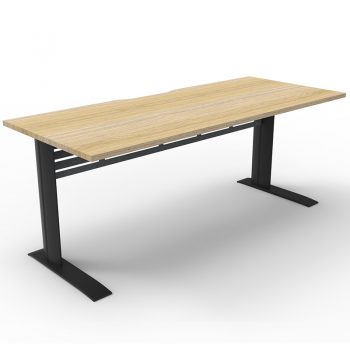 Smart Select Desk, Natural Oak Desk Top, Satin Black Under Frame