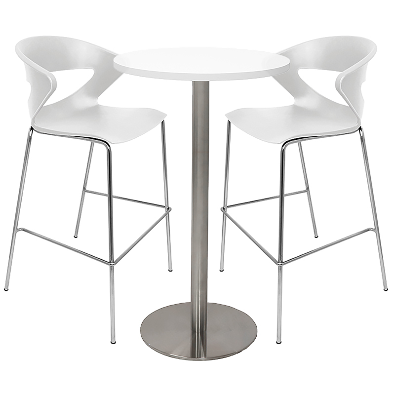 Vogue High Table And 2 Buchan Bar Stool, White Bar Table With Stools